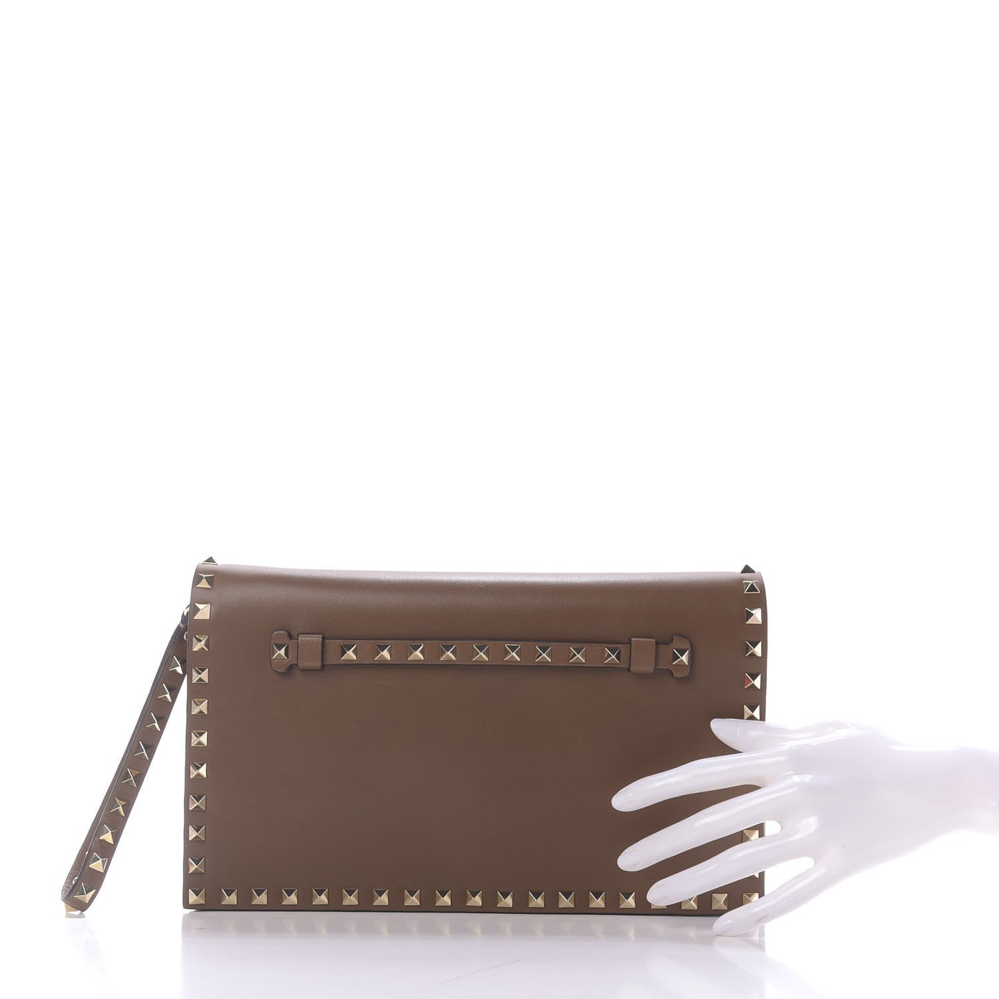 Nappa Rockstud Wristlet Clutch Taupe