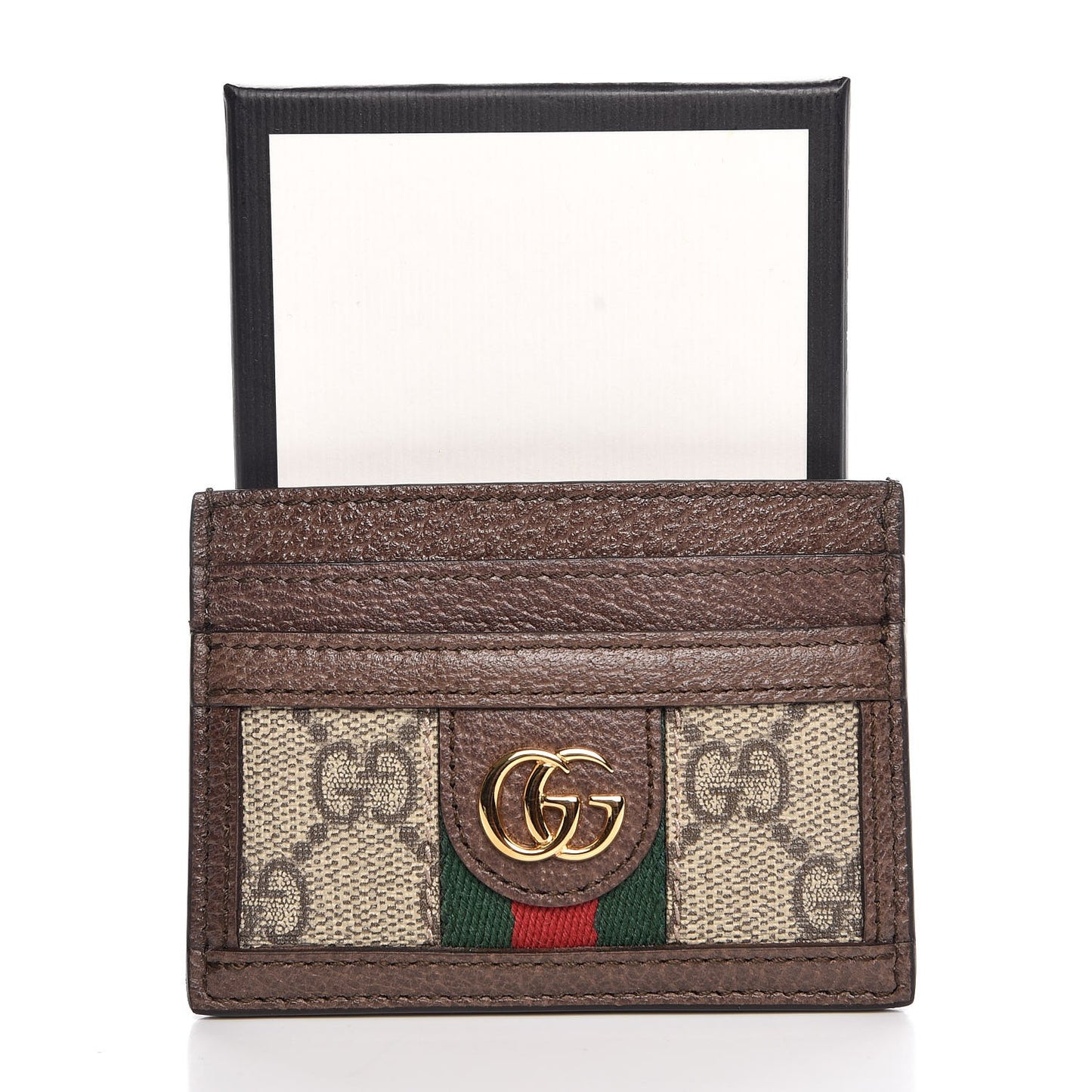 GG Supreme Monogram Ophidia Card Holder Brown