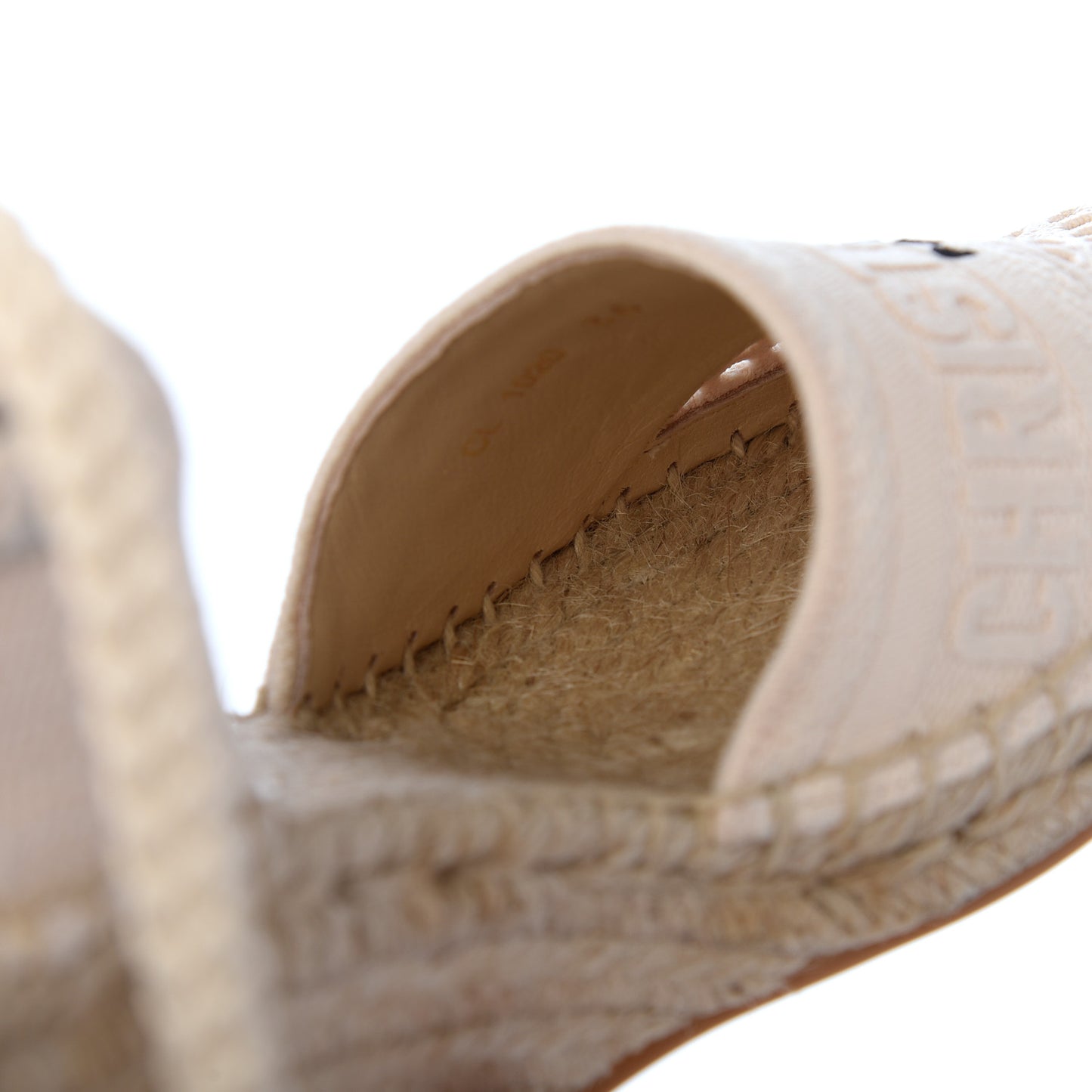 Canvas Embroidered Granville Ankle Tie Espadrille Wedges 36 Cream