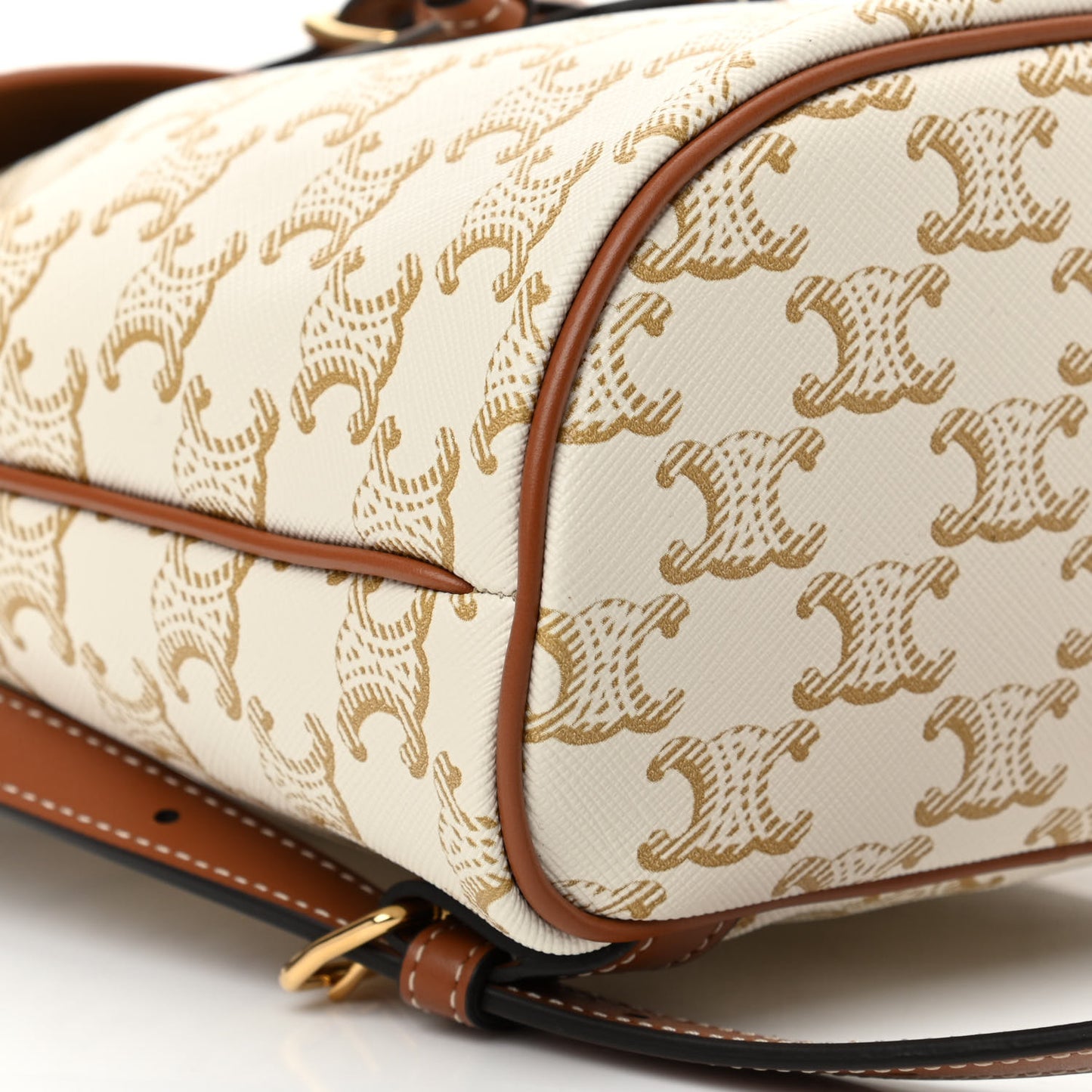 Triomphe Canvas Calfskin Mini Folco Backpack White
