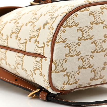 Celine Triomphe Canvas Calfskin Mini Folco Backpack White 9 of 11