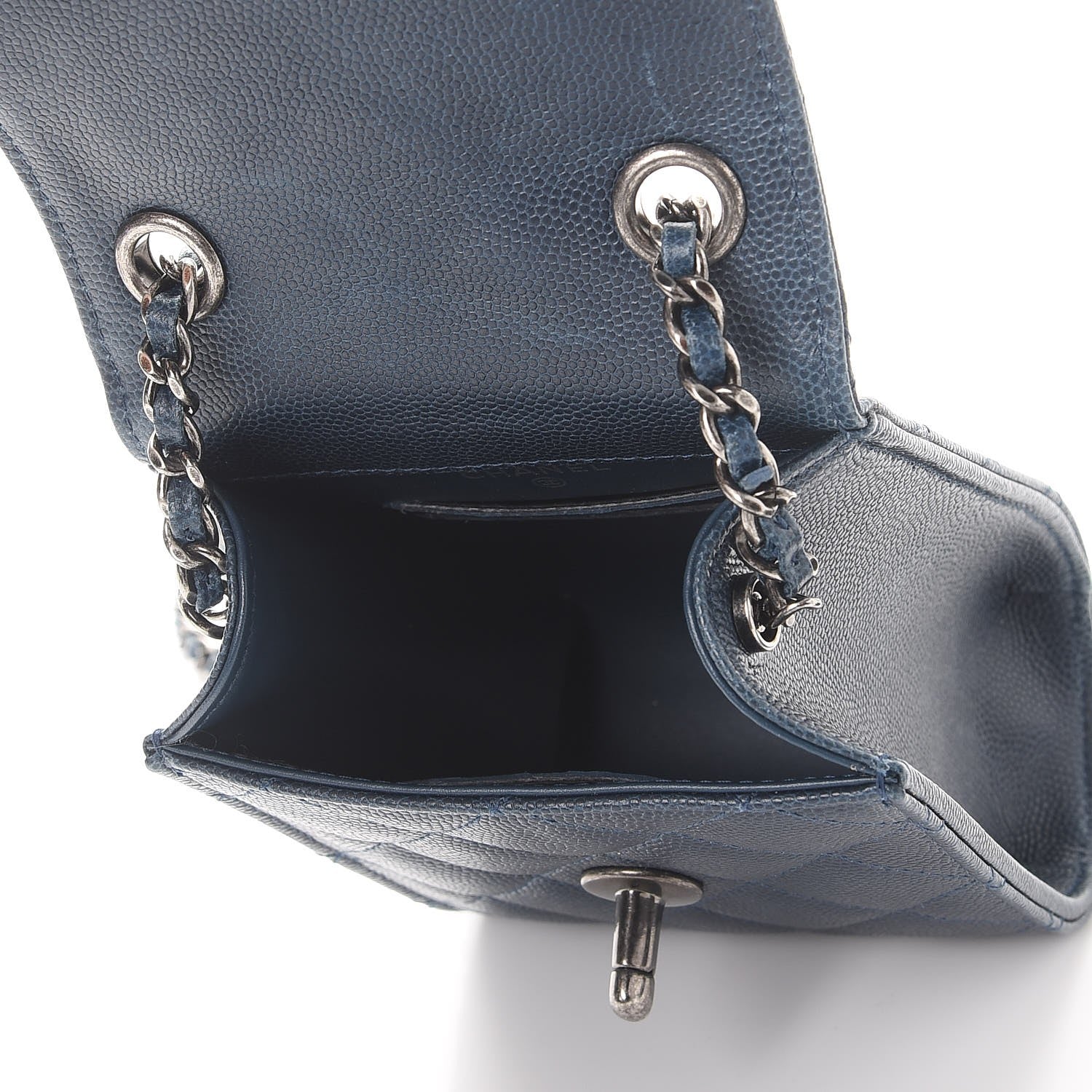 Chanel Caviar Quilted Extra Mini Wallet On Chain WOC Blue 6 of 10
