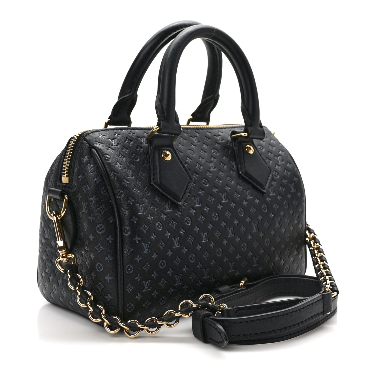 Calfskin Nanogram Embossed Speedy 20 Black