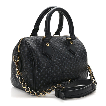 Louis Vuitton Calfskin Nanogram Embossed Speedy 20 Black 3 of 14