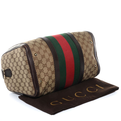 Gucci Monogram Vintage Web Medium Boston Dark Brown 4 of 9