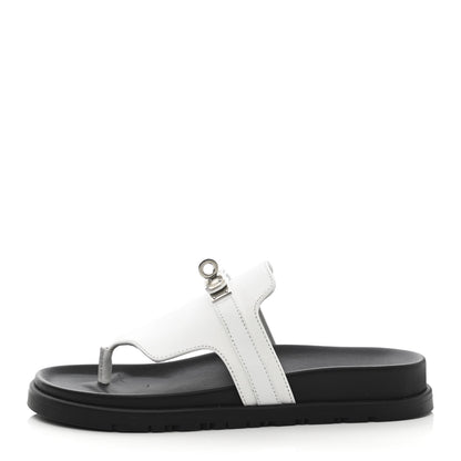 Hermes Calfskin Womens Empire Sandals 35 White 1 of 10