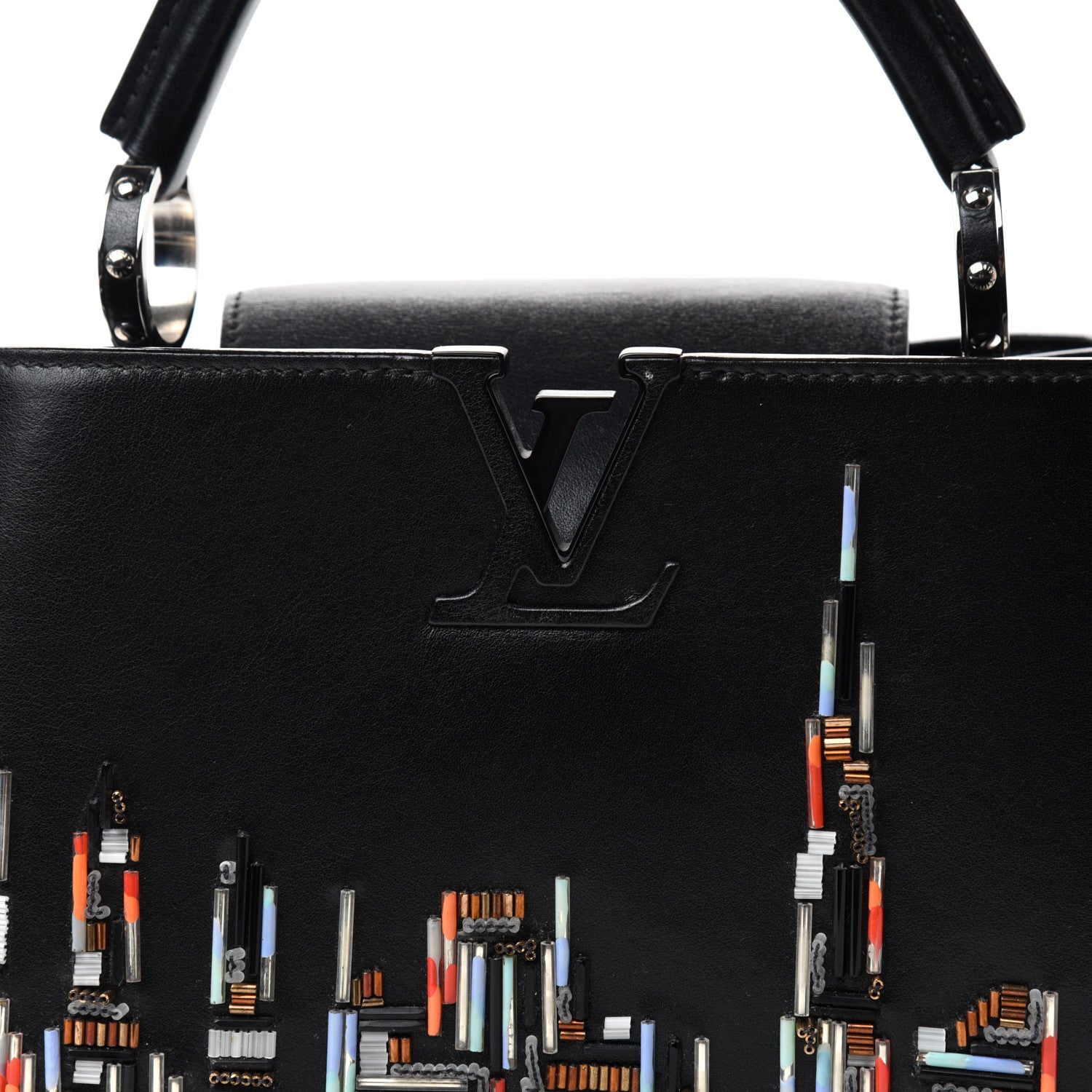 Louis Vuitton Smooth Calfskin Beaded Skyline Soho Capucines BB Black 9 of 9