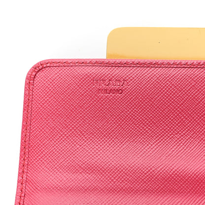 Prada Saffiano Crystal Continental Flap Wallet Peonia 6 of 7