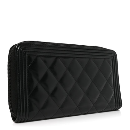 Chanel Glazed Calfskin Boy Zip Around Wallet Black 3 of 7