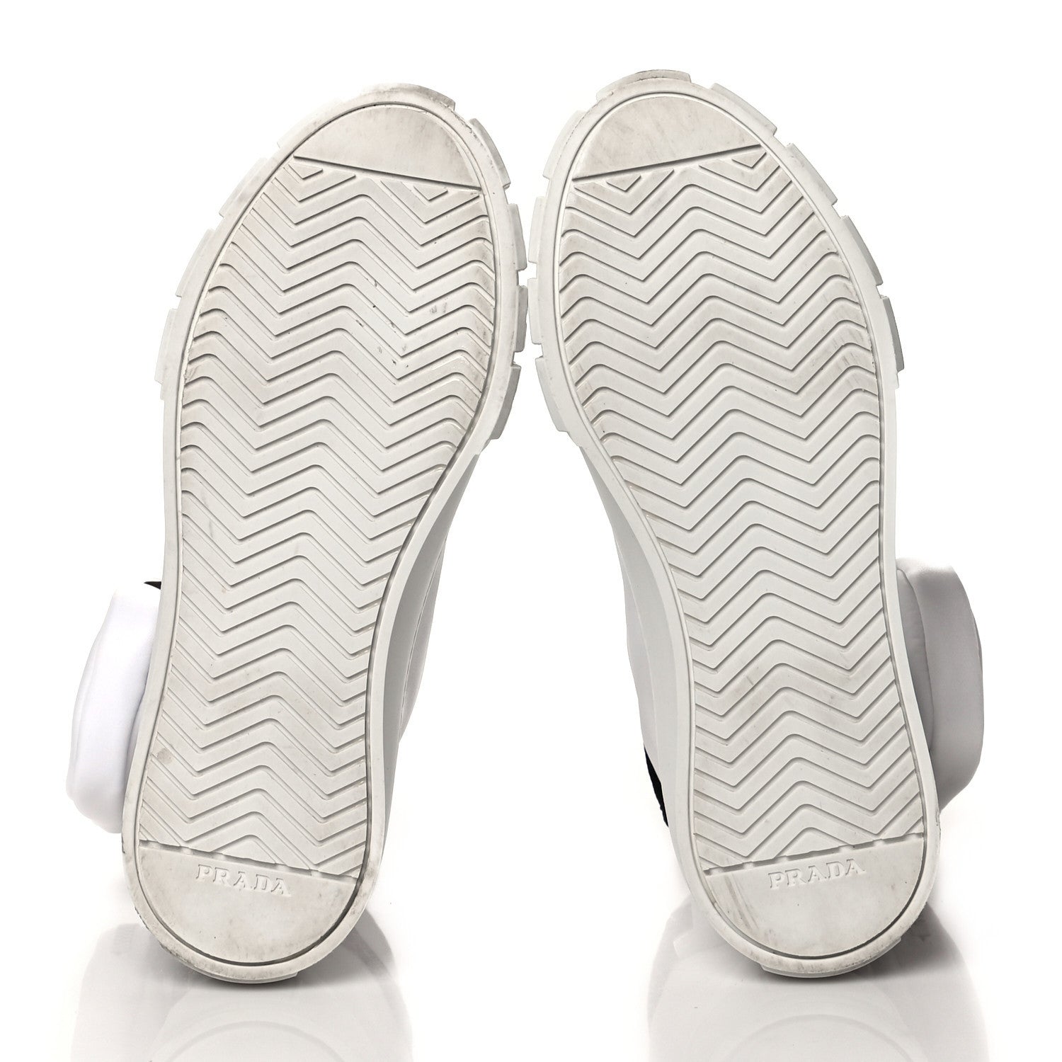 Prada Re-Nylon Gabardine Metal Triangle Logo Wheel Pouch Pocket High Top Sneakers 38.5 White 5 of 8