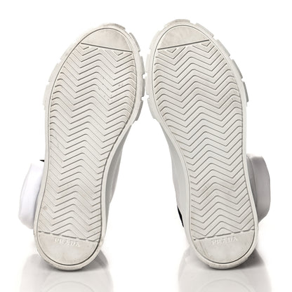 Prada Re-Nylon Gabardine Metal Triangle Logo Wheel Pouch Pocket High Top Sneakers 38.5 White 5 of 8