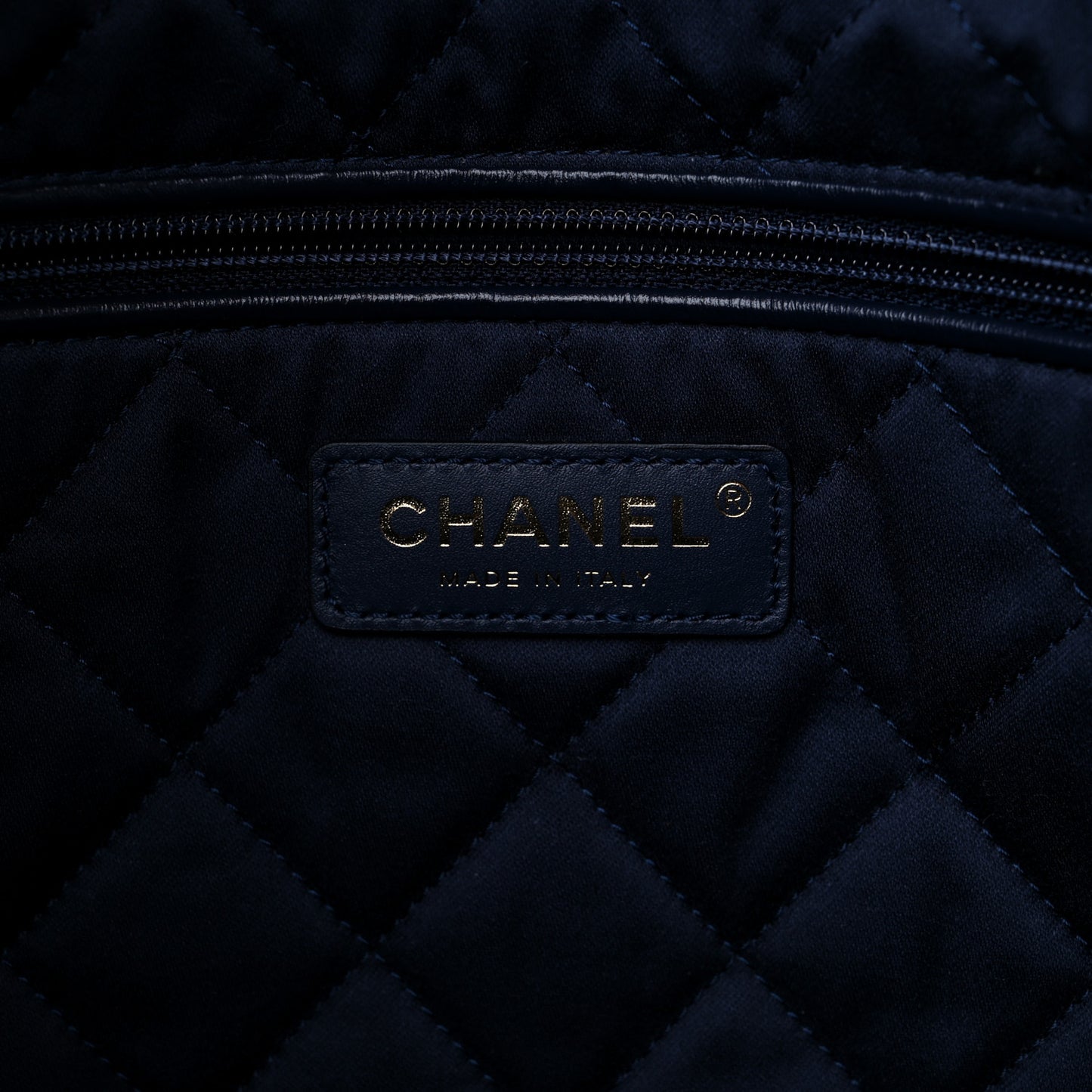 Shiny Calfskin Quilted Small Chanel 22 Navy