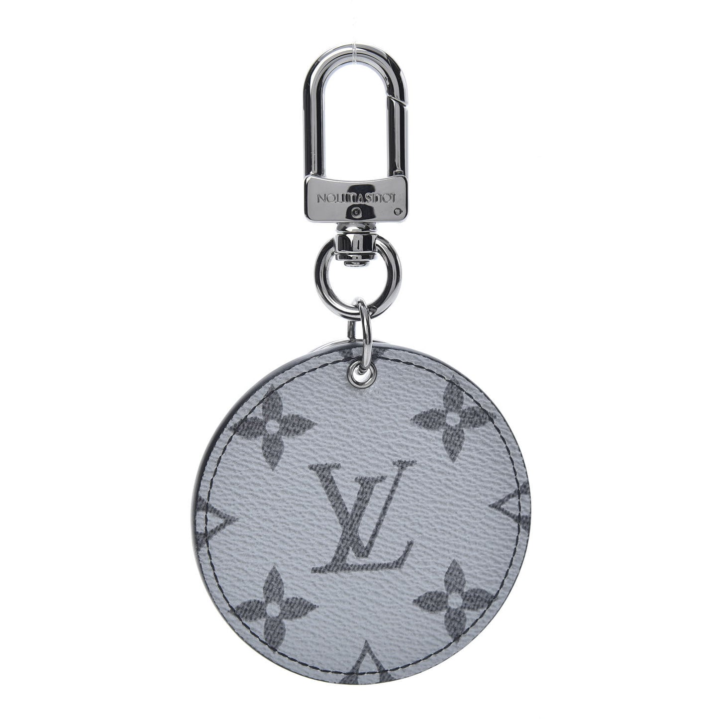 Metallic Monogram LV Bag Charm Key Holder Silver