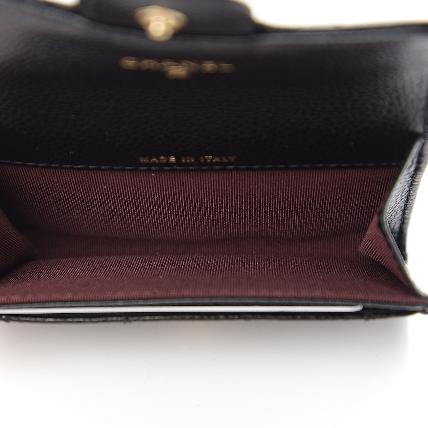 Caviar Quilted Flap Card Holder Wallet Black