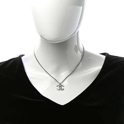 Chanel Crystal Pearl CC Pendant Necklace Silver 2 of 5