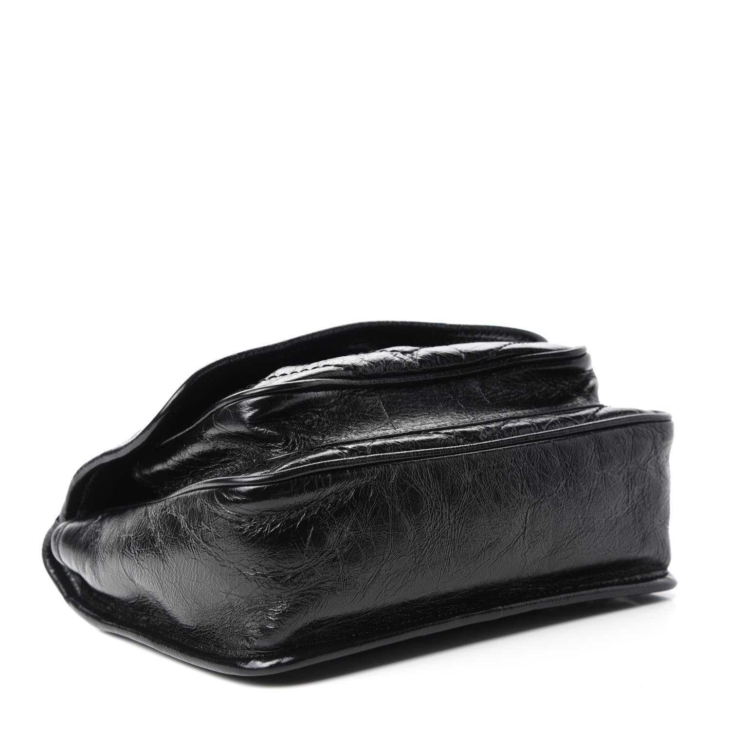Saint Laurent Crinkled Calfskin Matelasse Monogram Baby Niki Chain Satchel Black 4 of 11