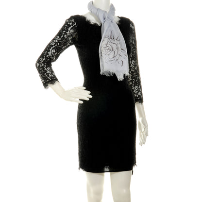 Chanel Cashmere Silk Logo Camellia Scarf Shawl Pale Blue 2 of 5