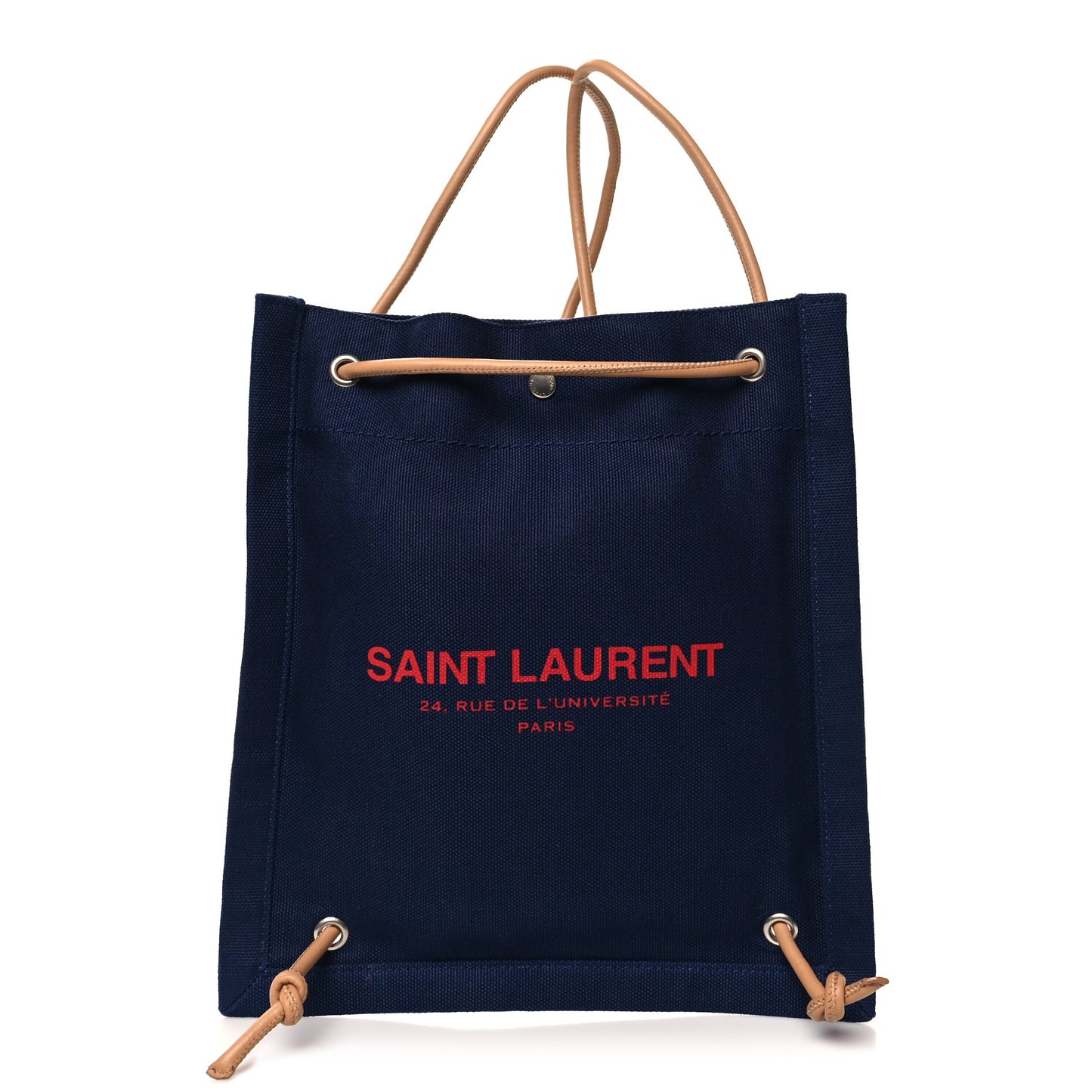 Linen Calfskin Rive Gauche Backpack Blue Rouge Eros