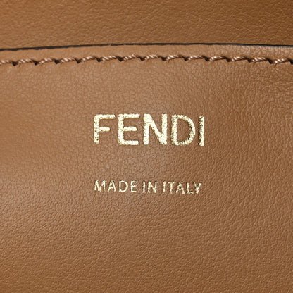 Fendi Raffia Fringe FF Embroidered Baguette Pouch Natural Dark Honey 6 of 10