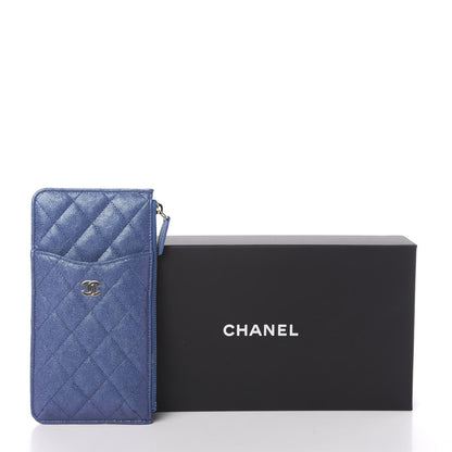 Chanel Iridescent Caviar Quilted Classic Flat Wallet Pouch Dark Blue 11 of 11