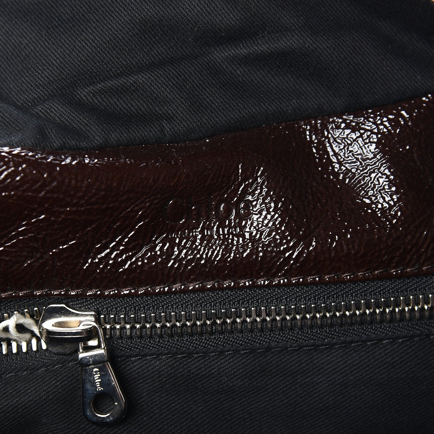 Crinkled Patent Betty Shoulder Bag Chocolate