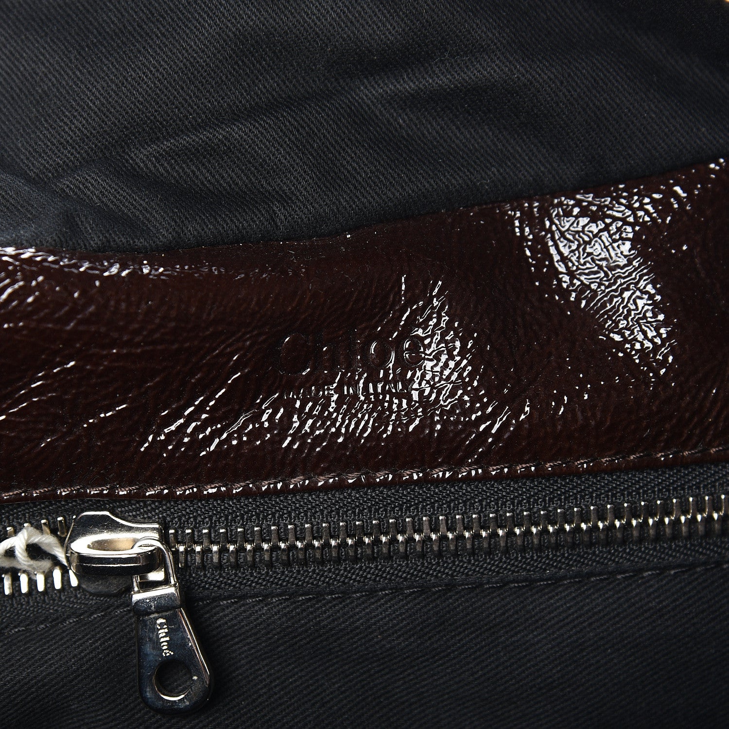 Chloe Crinkled Patent Betty Shoulder Bag Chocolate 8 of 12