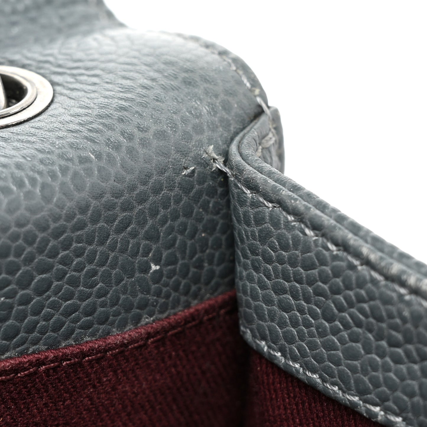 Caviar Quilted Large Retro Class Flap Grey