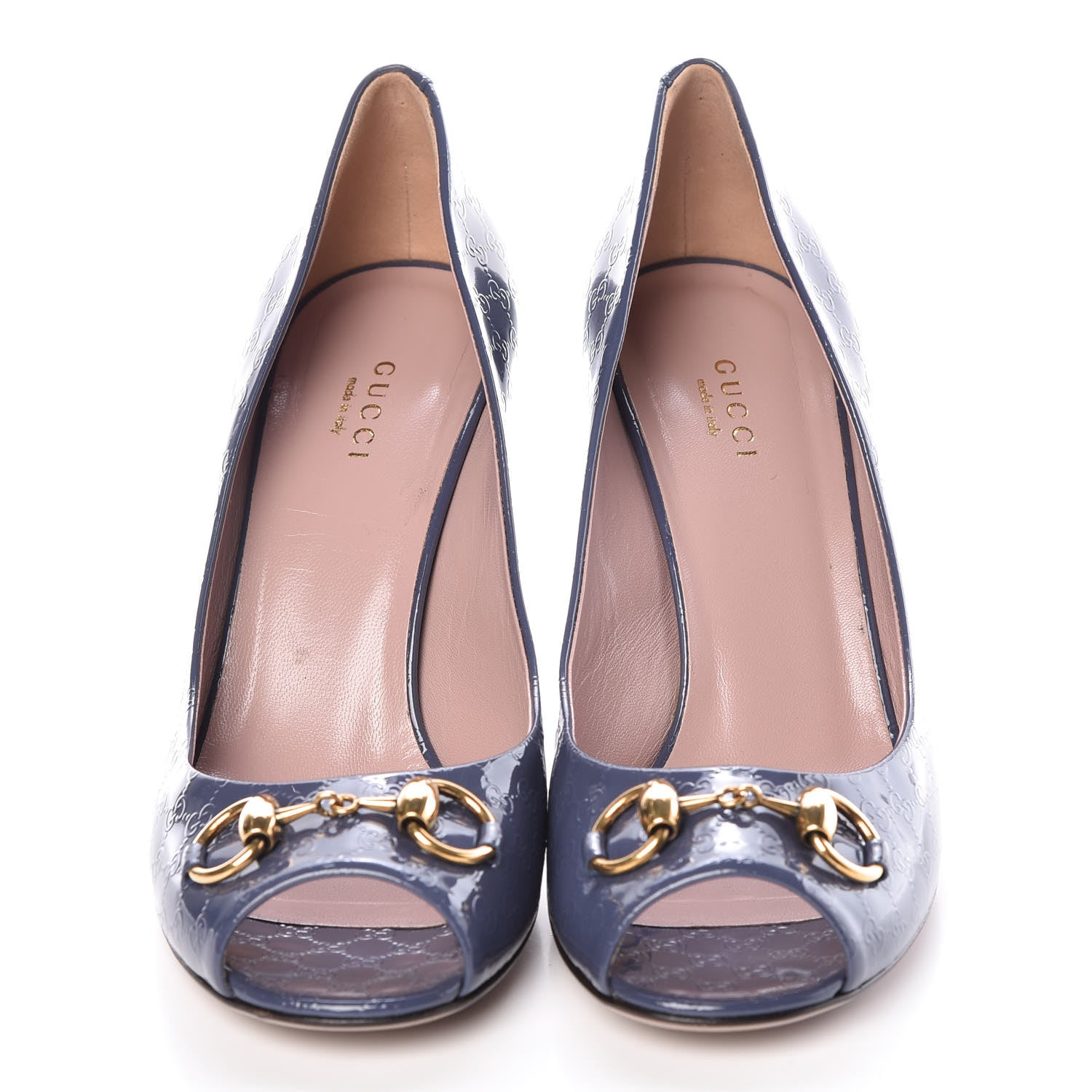 Gucci Patent Guccissima Horsebit Peep Toe Pumps 39 Lavender 2 of 7