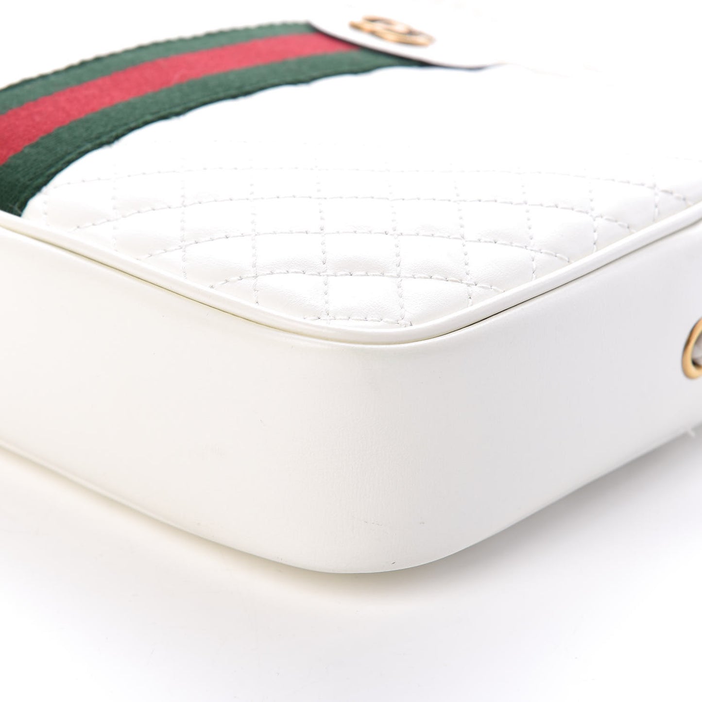 Calfskin Web Trapuntata Small Shoulder Bag Off White