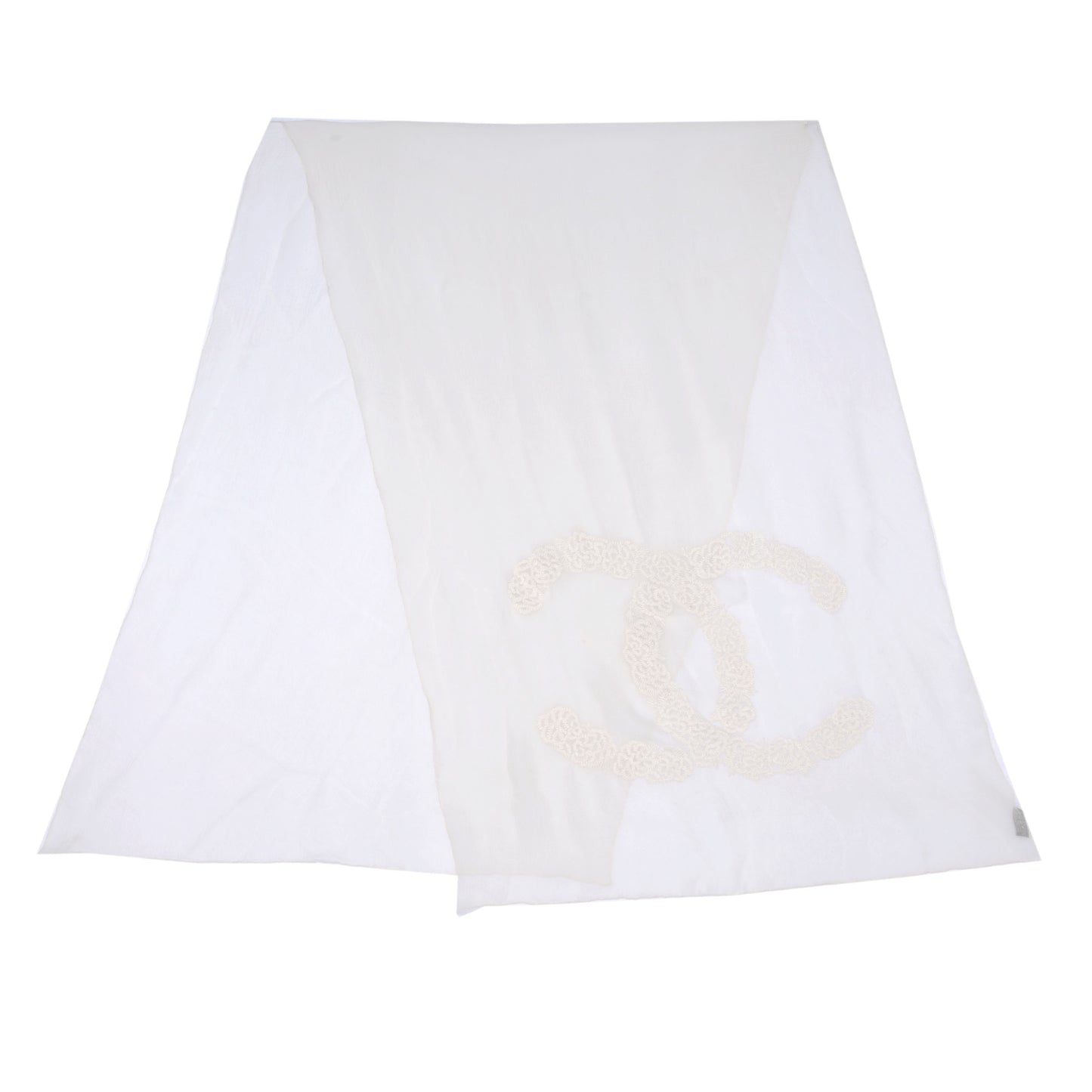 Silk Embroidered Camellia CC Scarf