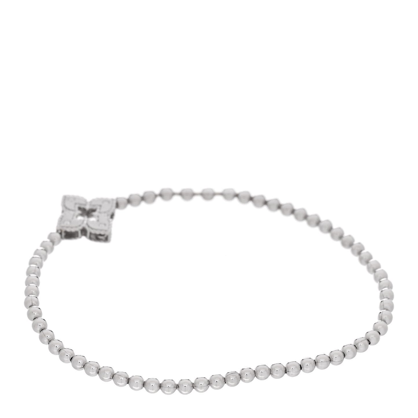 18K White Gold Diamond Small Venetian Princess Flower Stretch Bracelet