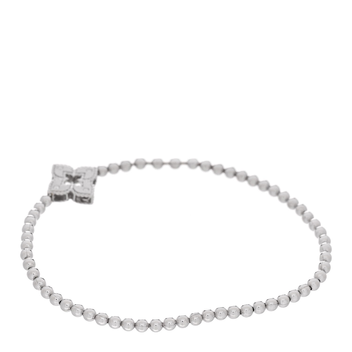 Roberto Coin 18K White Gold Diamond Small Venetian Princess Flower Stretch Bracelet 2 of 4