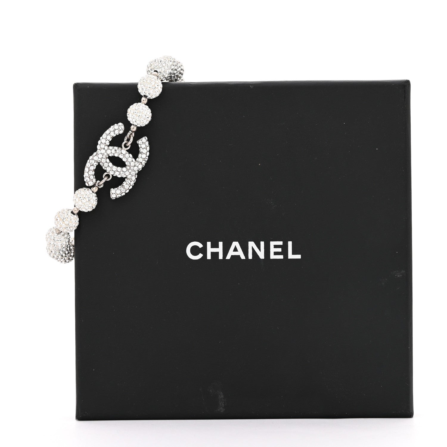 Chanel Crystal CC Ball Bracelet Silver 5 of 5