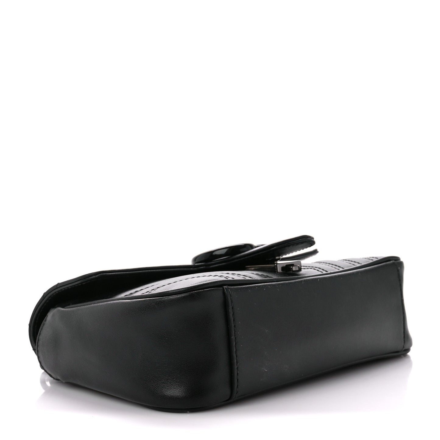 Calfskin Matelasse Monochrome Mini GG Marmont Shoulder Bag Black