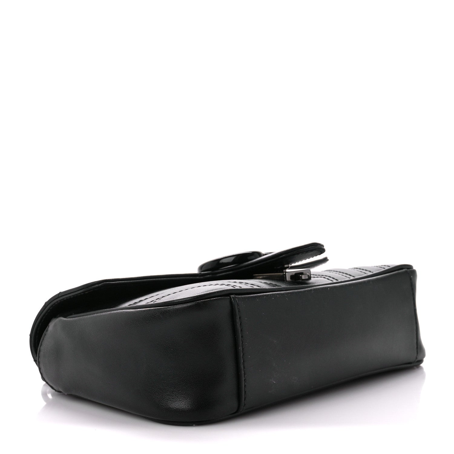Gucci Calfskin Matelasse Monochrome Mini GG Marmont Shoulder Bag Black 4 of 12