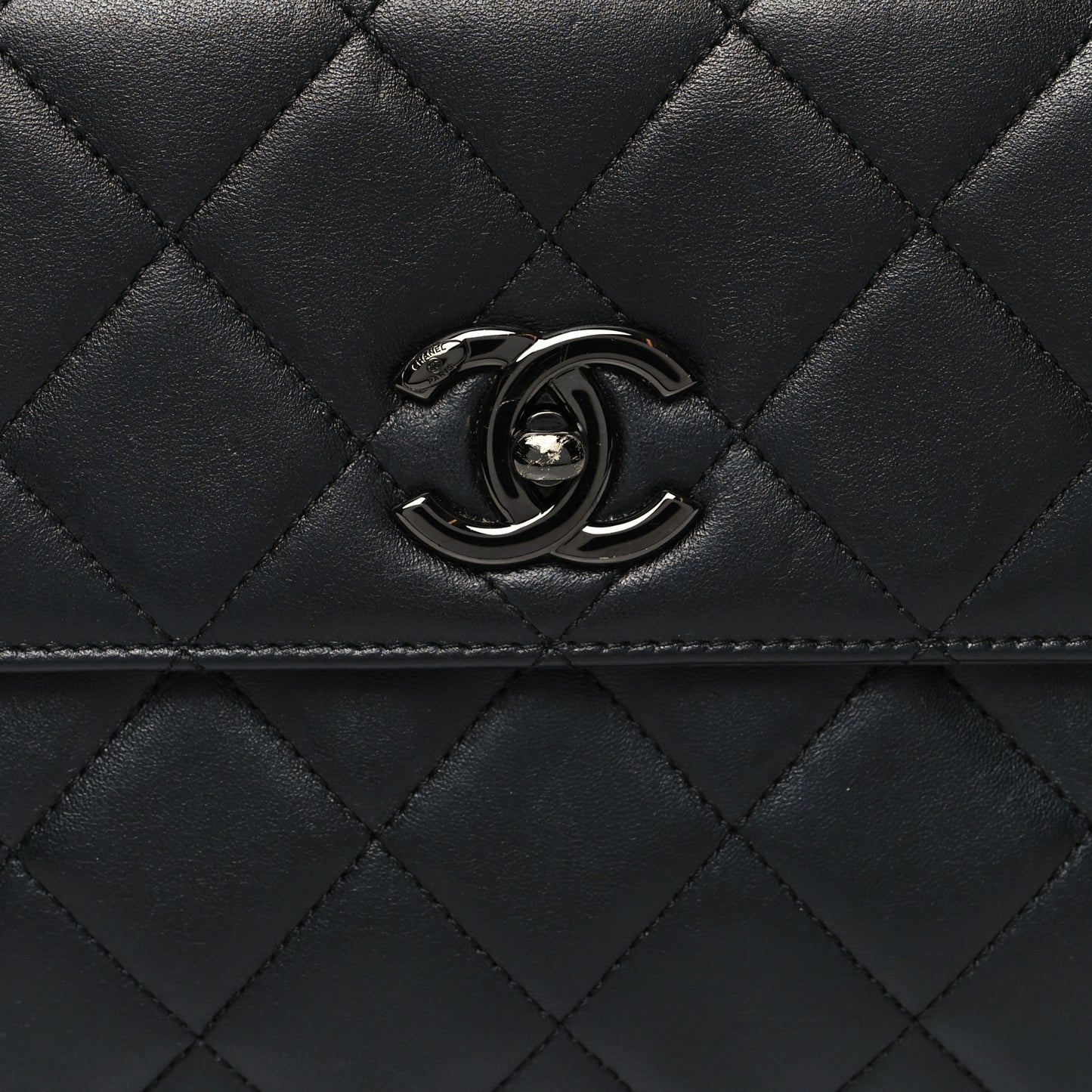 Lambskin Quilted Small Trendy CC Dual Handle Flap Bag So Black