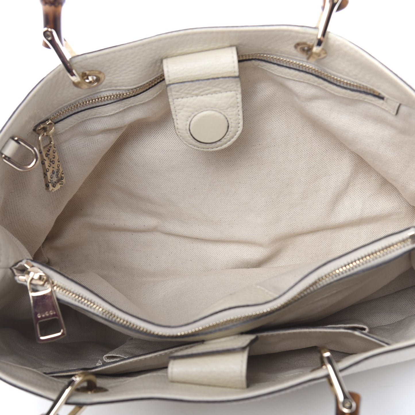 Pebbled Calfskin Medium Bamboo Shopper Tote Off White