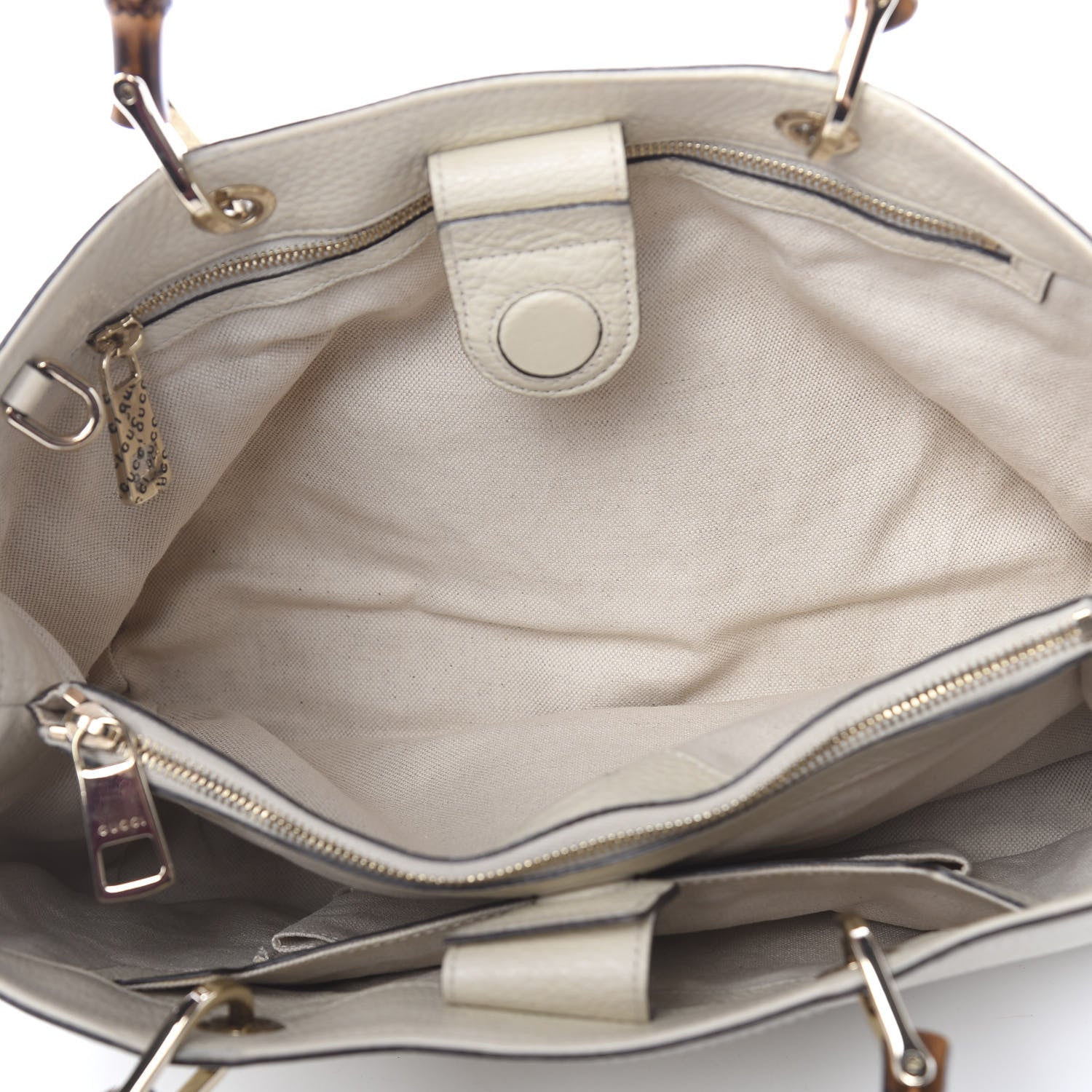 Gucci Pebbled Calfskin Medium Bamboo Shopper Tote Off White 6 of 13