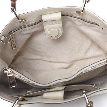 Gucci Pebbled Calfskin Medium Bamboo Shopper Tote Off White 6 of 13