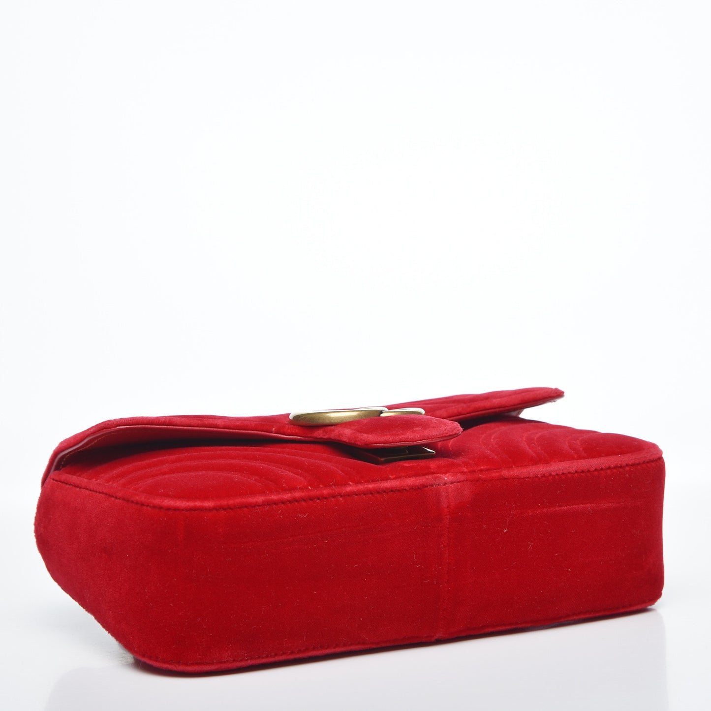 Velvet Matelasse Mini GG Marmont Shoulder Bag Hibiscus Red