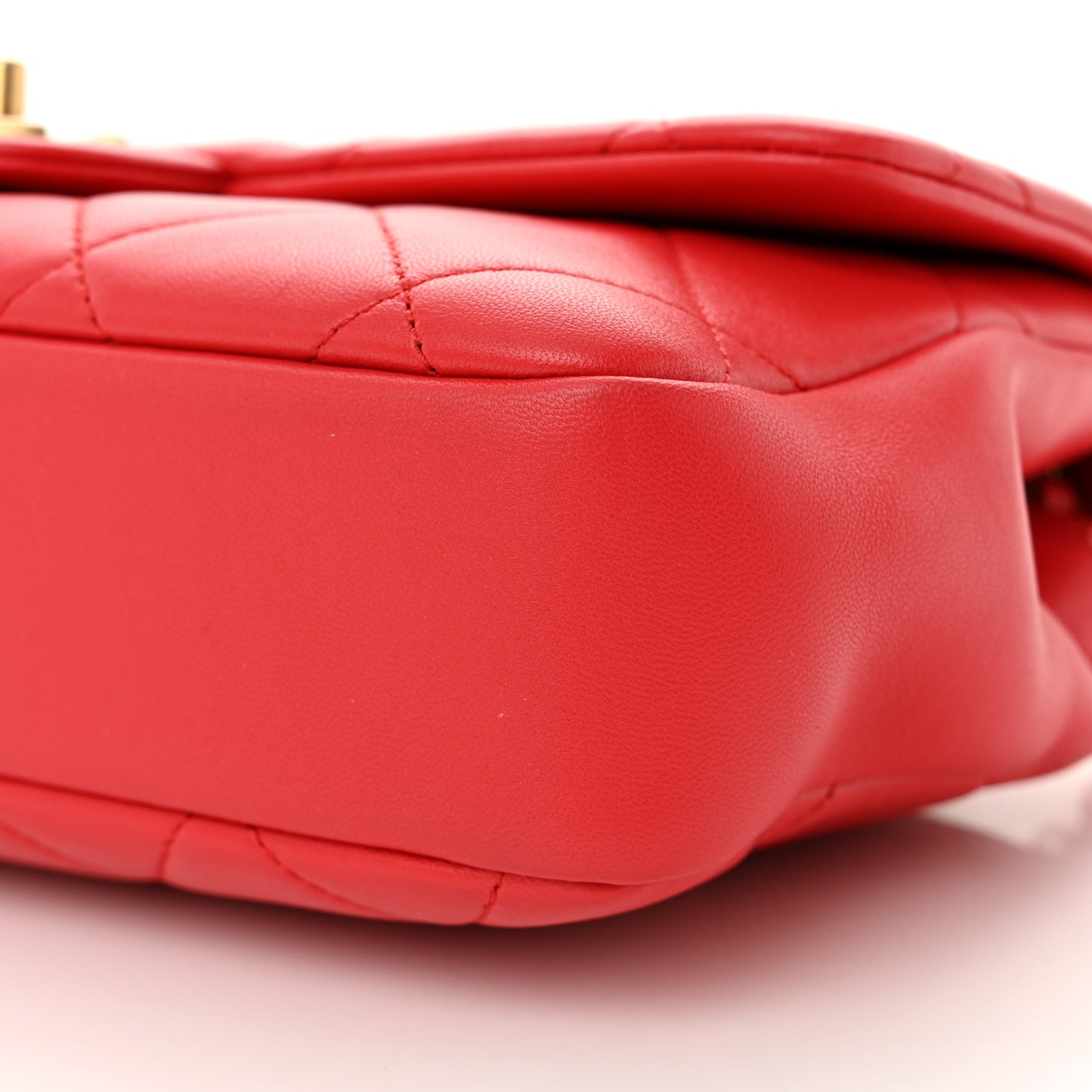 Lambskin Quilted Medium In The Loop Handle Flap Bag Red