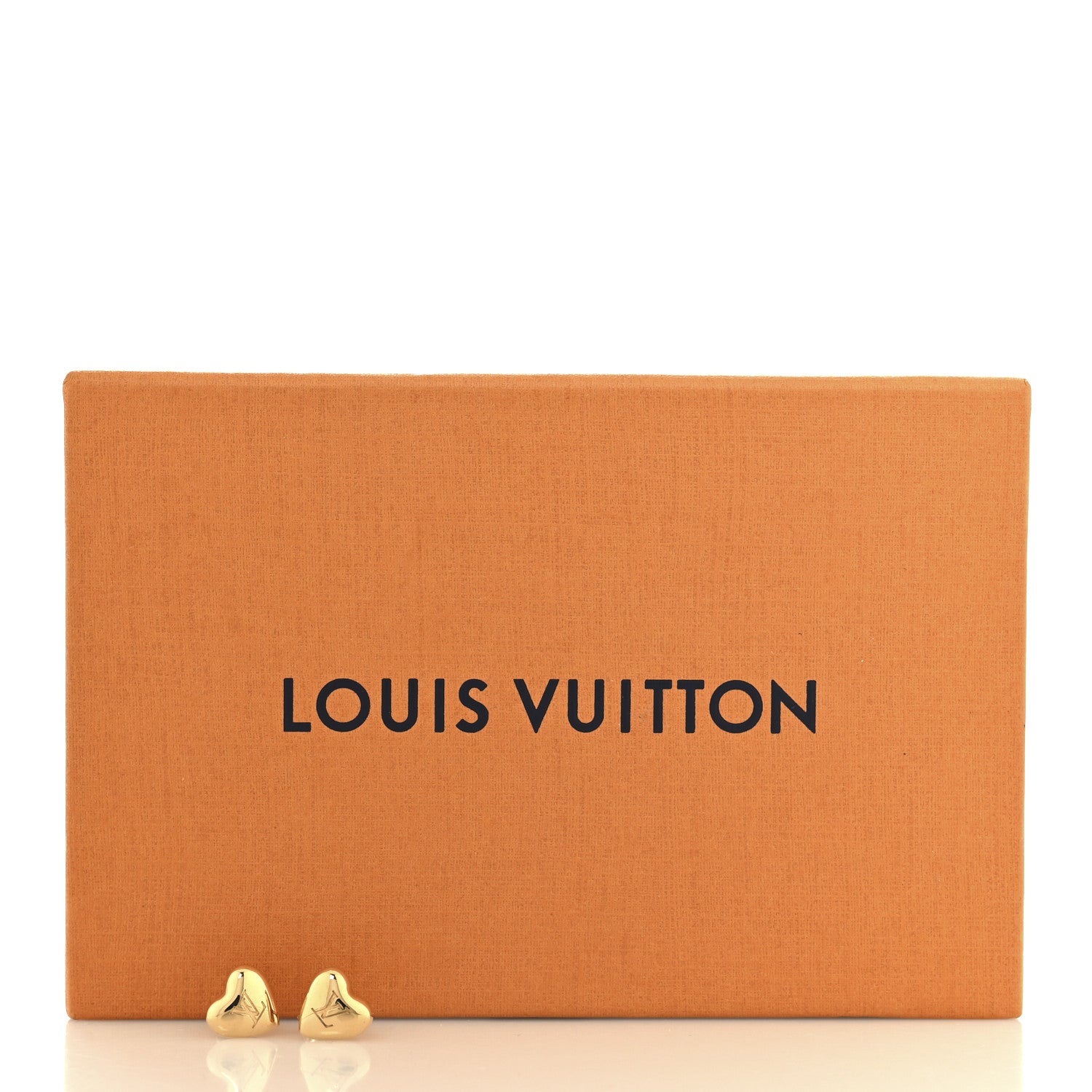 Louis Vuitton Metal LV Heart Stud Earrings Gold 5 of 5