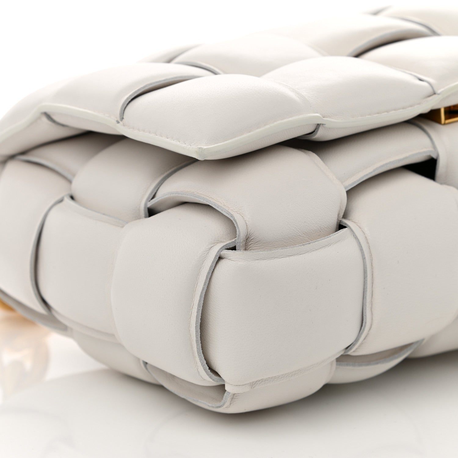 Bottega Veneta Lambskin Maxi Intreccio Padded Chain Cassette Crossbody Bag White 8 of 9