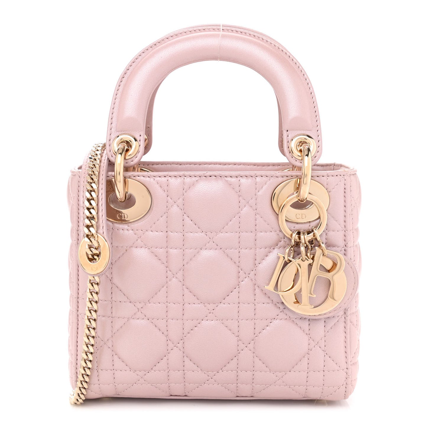 Metallic Lambskin Cannage Mini Lady Dior Lotus