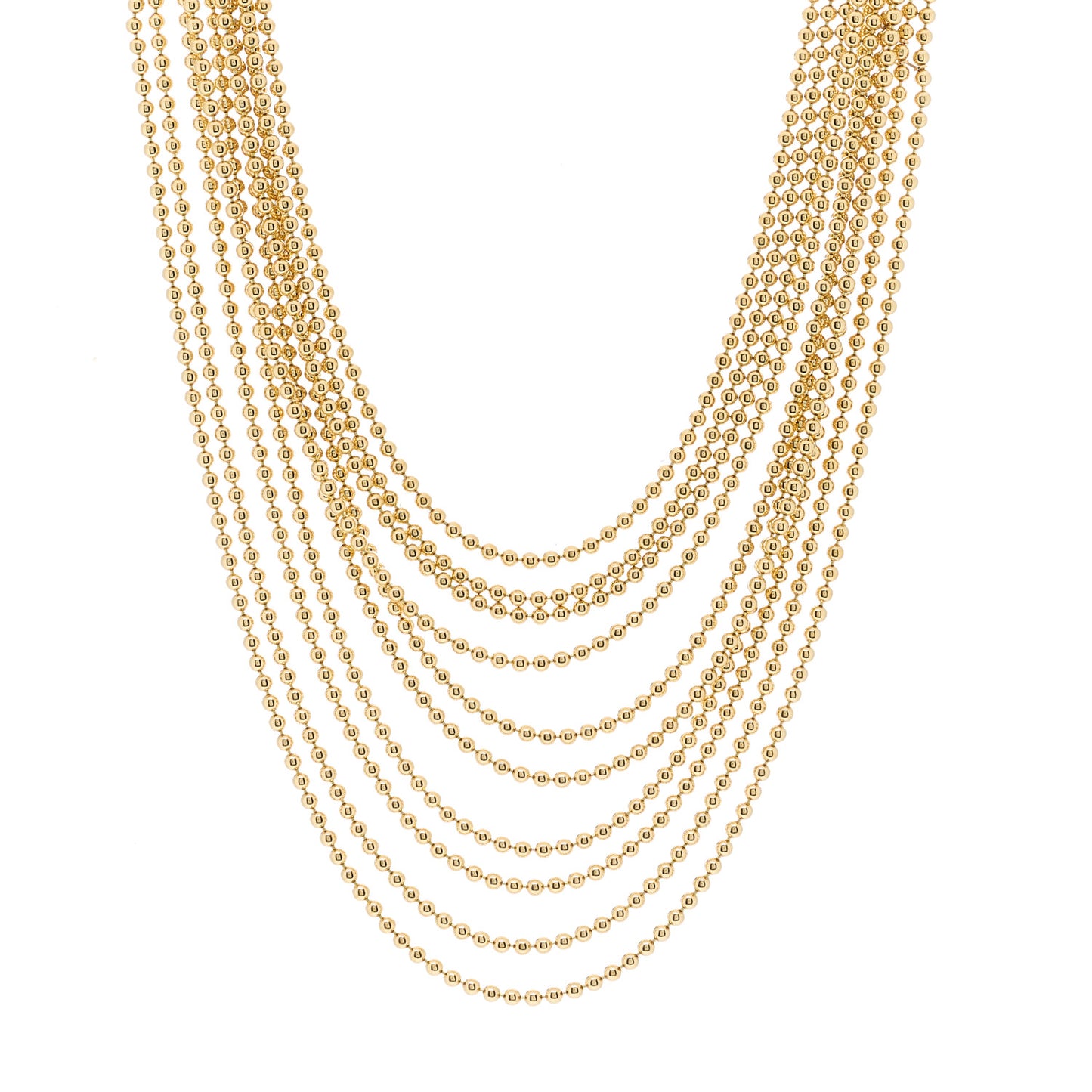 18K Yellow Gold Draperie de Decollete Bib 10 Strand Necklace