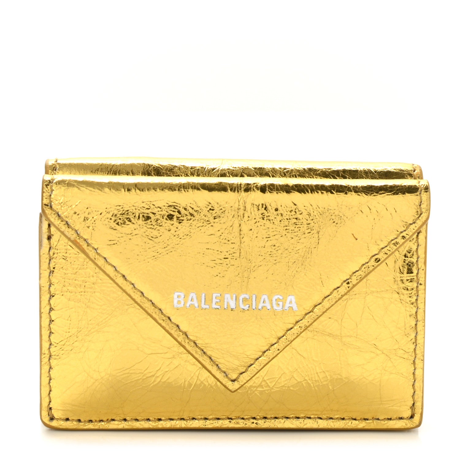 Balenciaga Metallic Calfskin Mini Papier Wallet Gold 1 of 8