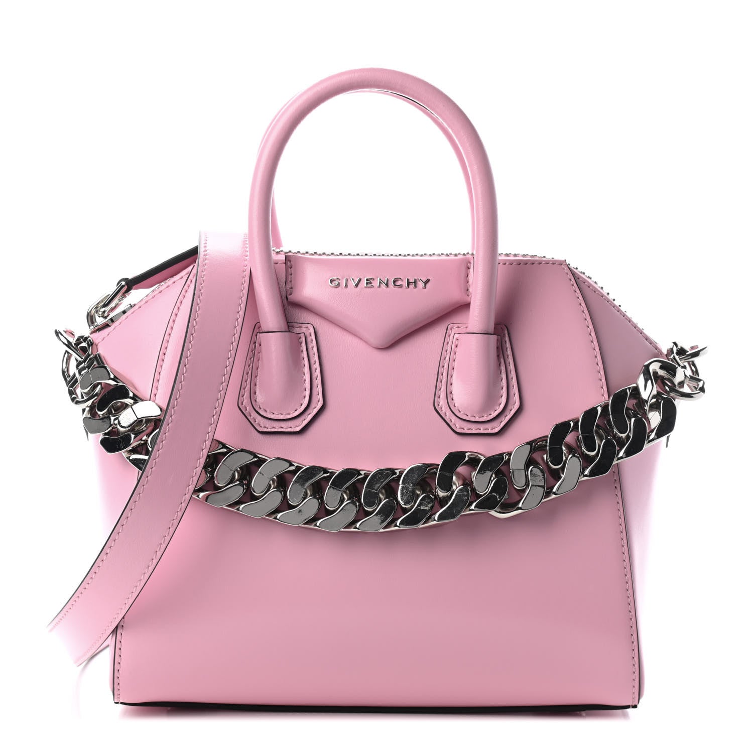 Givenchy Shiny Lord Calfskin Mini Antigona With Chain Baby Pink 1 of 9