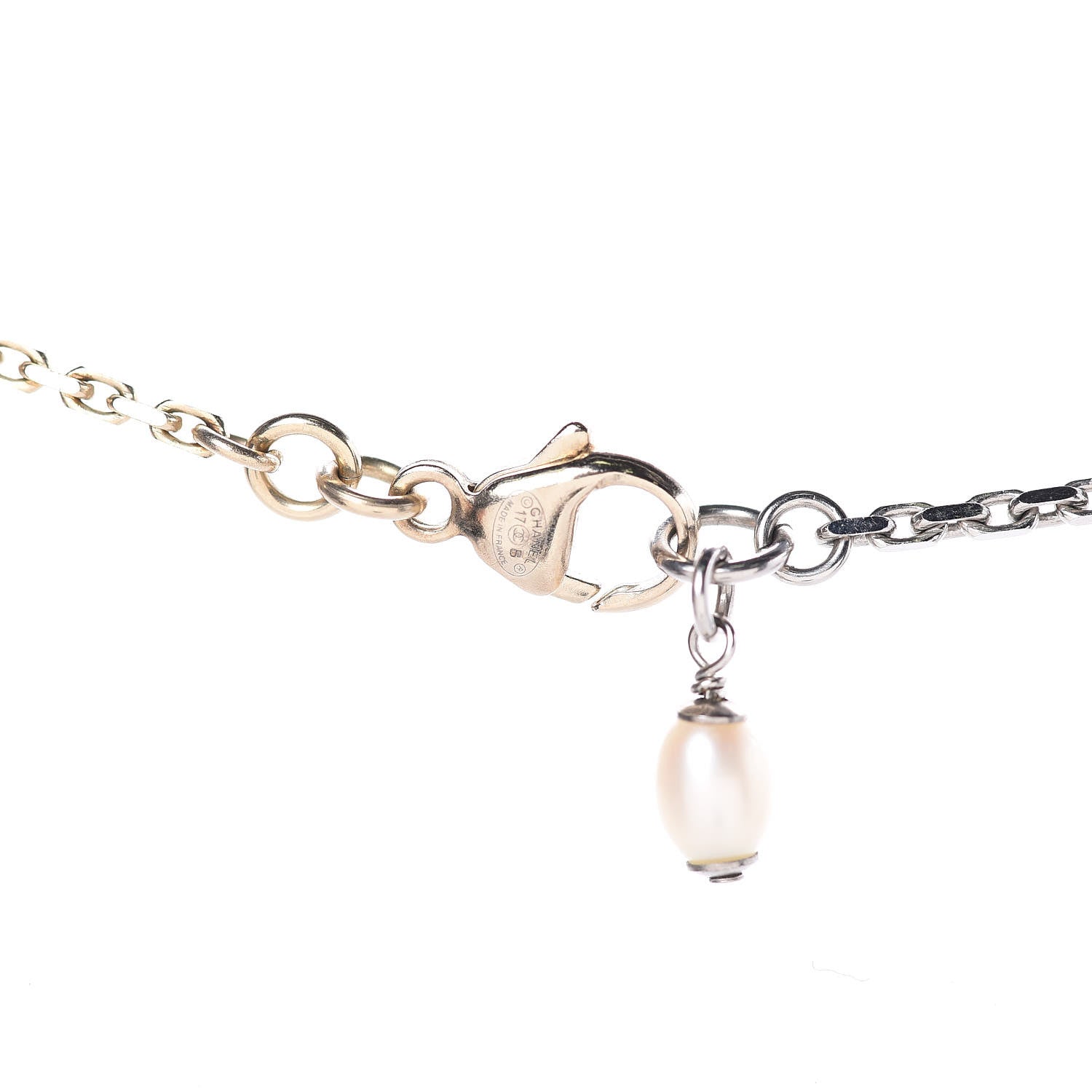 Chanel Crystal Pearl CC Moon Star Drop Necklace Gold 3 of 5