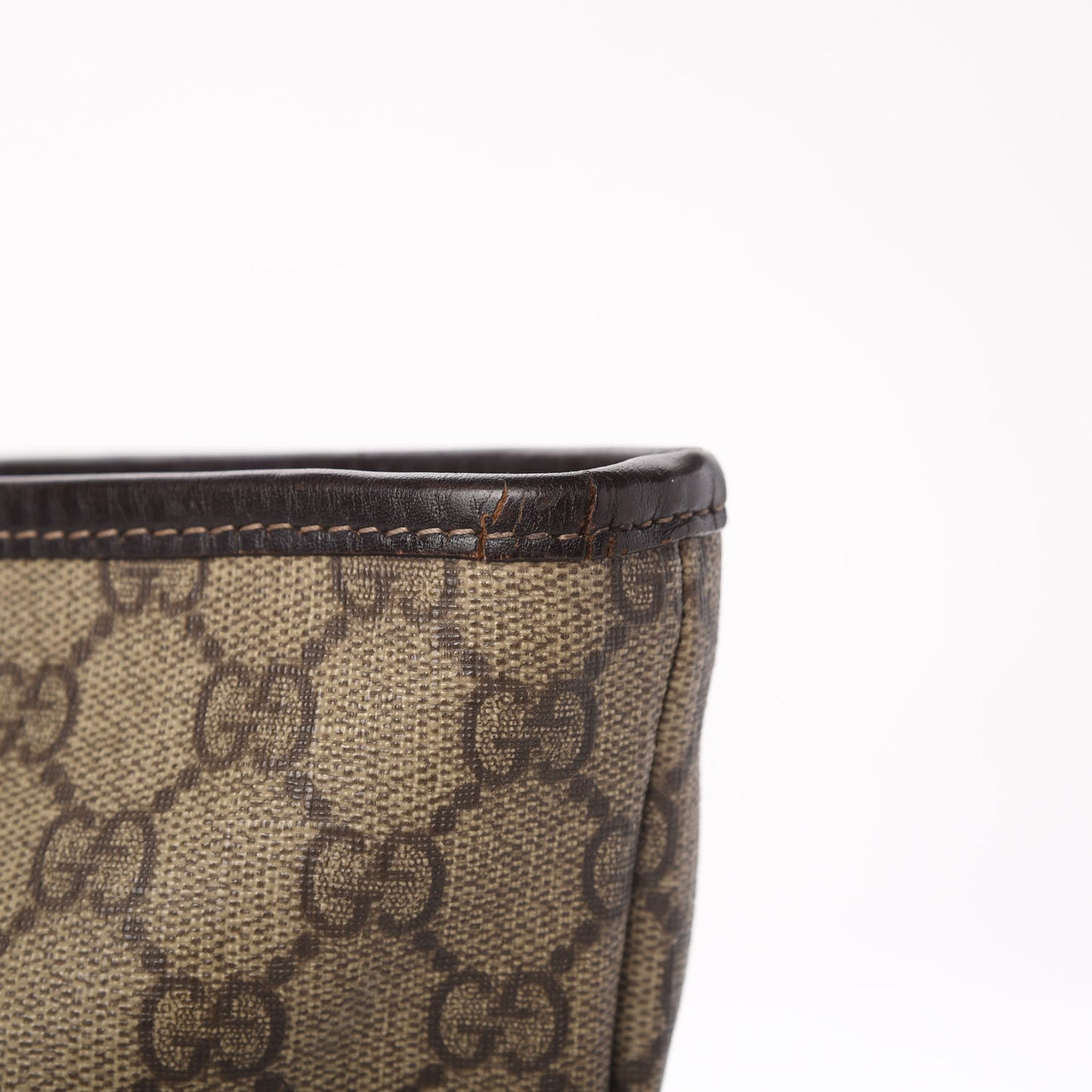 GG Supreme Monogram Medium Zippered Shopping Tote Dark Brown