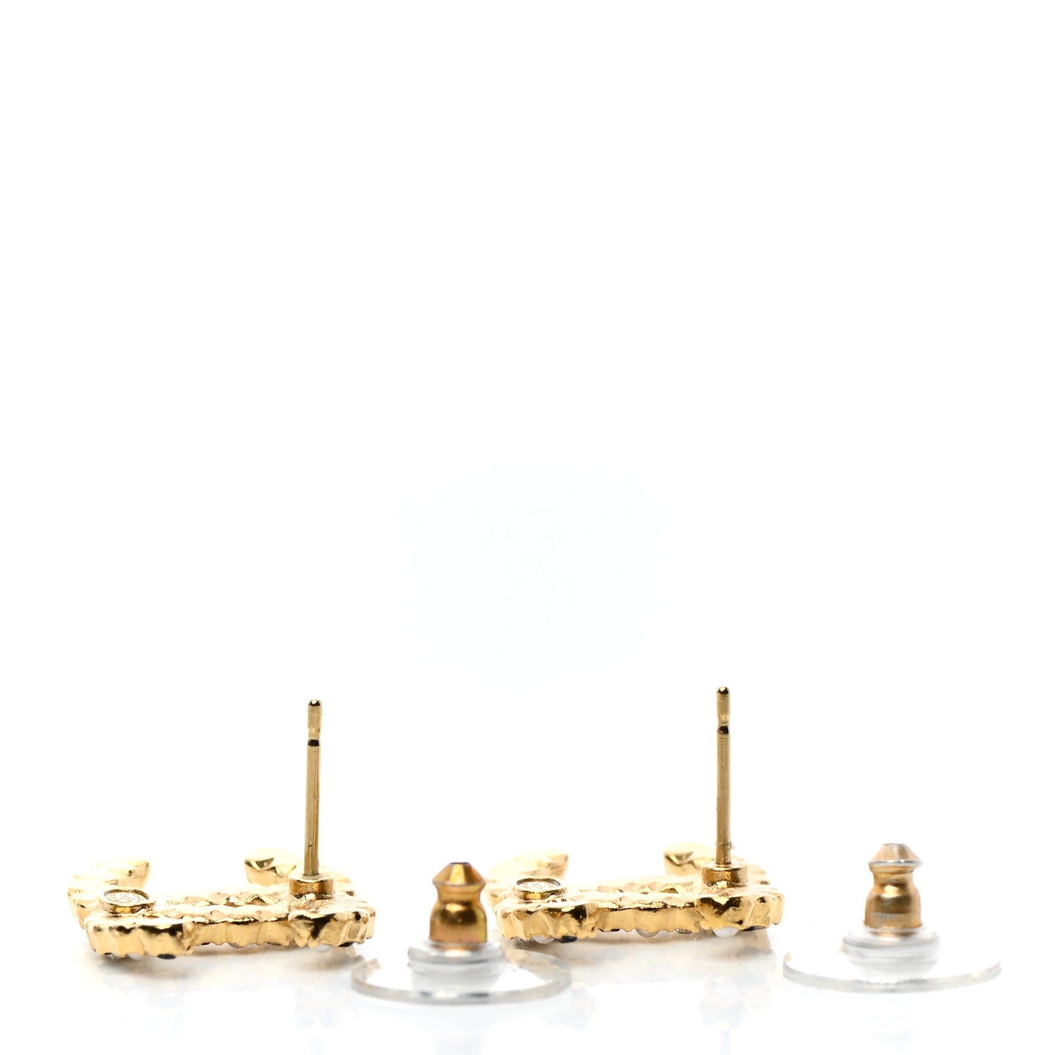 Chanel Resin Pearl Crystal CC Earrings Gold Black 3 of 4